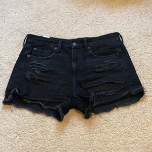 American Eagle Black Distressed Shorts